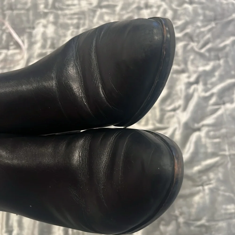 Cole Haan Black Leather Pull On Ankle Boots with Block Heel (Size 6)